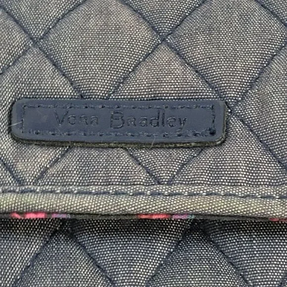 Vera Bradley Quilted‎ Blue Eoro Wallet Small Compact Tri Fold Floral Interior - Picture 2 of 7